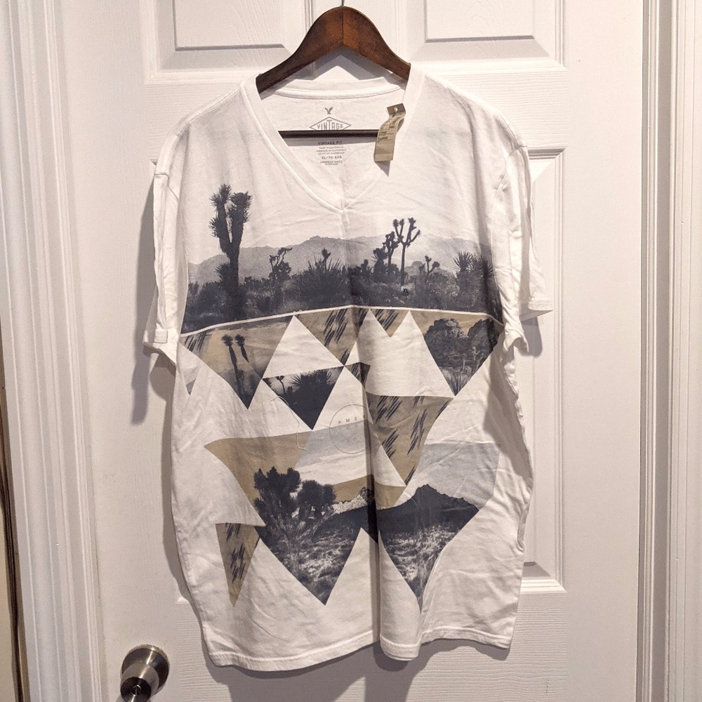AE American Eagle T-Shirt V-Neck Vintage Design Men's XL Ar…